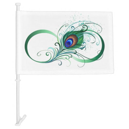 Infinity Symbol with Peacock Feather Car Flag