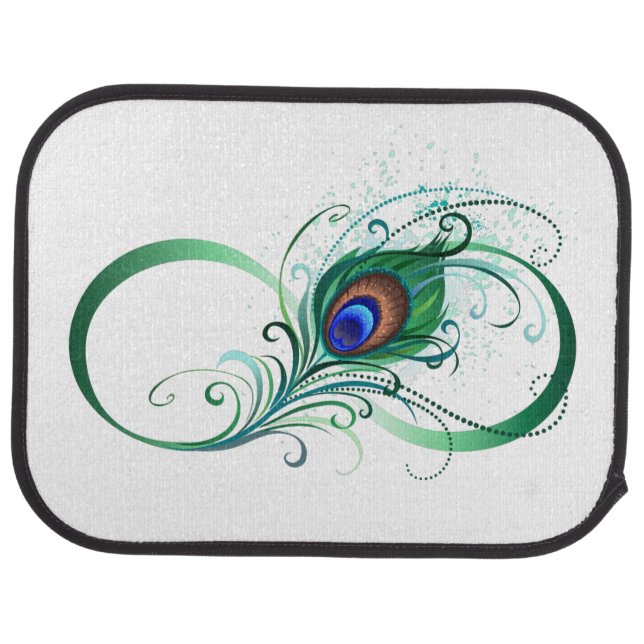 Infinity Symbol with Peacock Feather Car Floor Mat (Rear)
