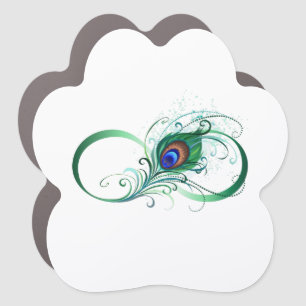 Infinity Symbol with Peacock Feather Car Magnet