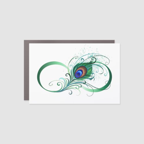 Infinity Symbol with Peacock Feather Car Magnet