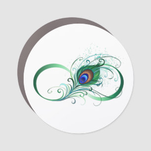 Infinity Symbol with Peacock Feather Car Magnet