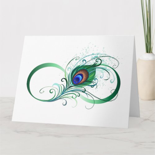 Infinity Symbol with Peacock Feather Card