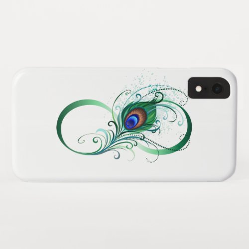 Infinity Symbol with Peacock Feather iPhone XR Case