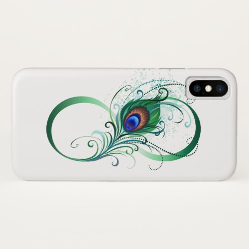 Infinity Symbol with Peacock Feather iPhone XS Case