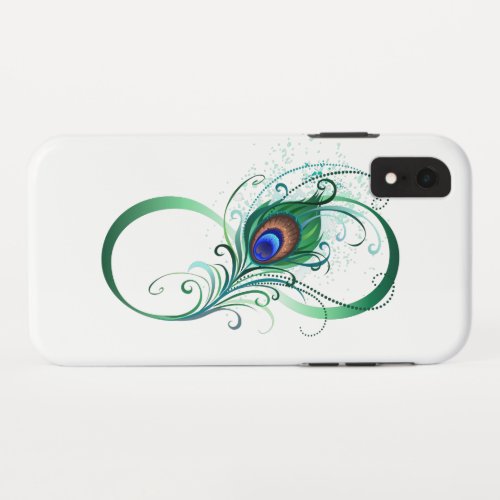 Infinity Symbol with Peacock Feather iPhone XR Case