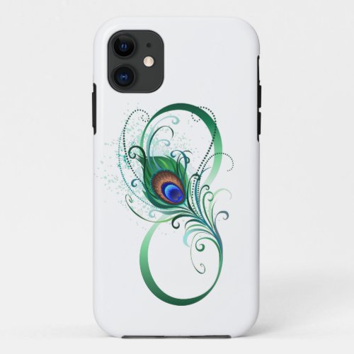 Infinity Symbol with Peacock Feather iPhone 11 Case