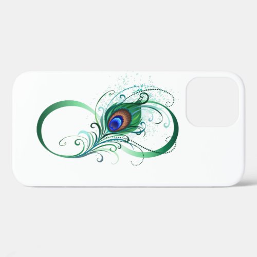 Infinity Symbol with Peacock Feather iPhone 12 Case