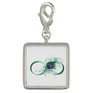 Infinity Symbol with Peacock Feather Charm