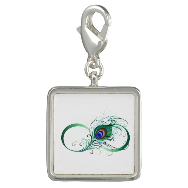 Infinity Symbol with Peacock Feather Charm (Front)