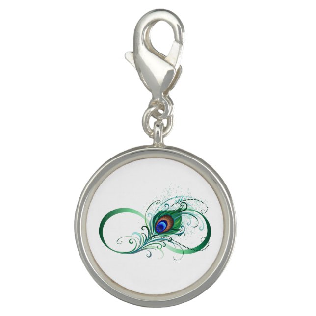 Infinity Symbol with Peacock Feather Charm (Front)