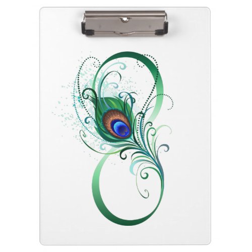 Infinity Symbol with Peacock Feather Clipboard