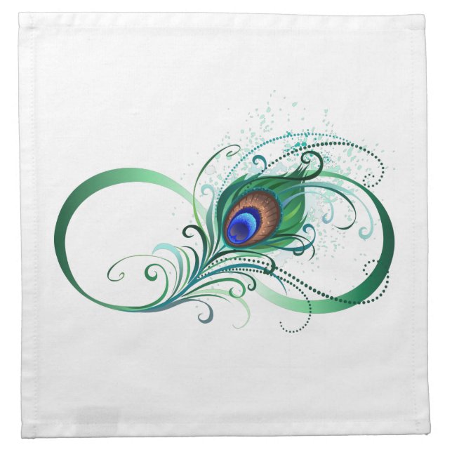 Infinity Symbol with Peacock Feather Cloth Napkin (Front)