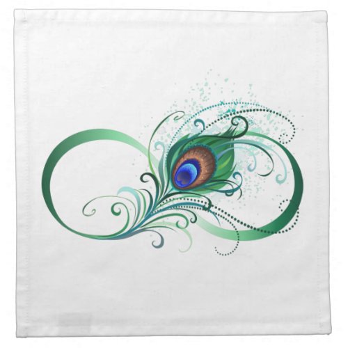 Infinity Symbol with Peacock Feather Cloth Napkin
