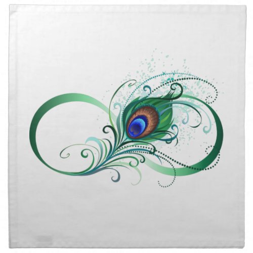 Infinity Symbol with Peacock Feather Cloth Napkin