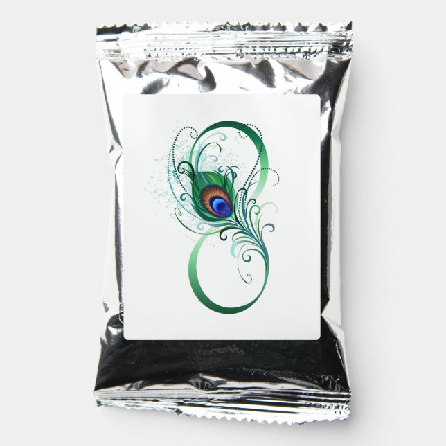 Infinity Symbol with Peacock Feather Coffee Drink Mix (Front)
