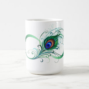 Infinity Symbol with Peacock Feather Coffee Mug