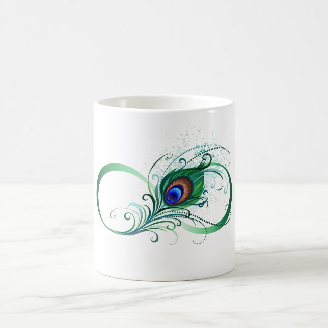 Infinity Symbol with Peacock Feather Coffee Mug (Center)