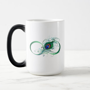 Infinity Symbol with Peacock Feather Color Morph Mug
