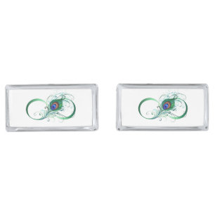 Infinity Symbol with Peacock Feather Cufflinks
