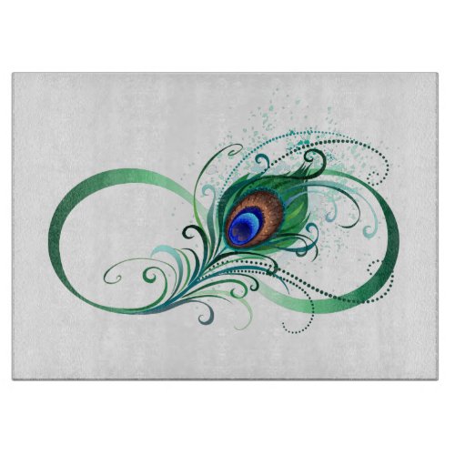 Infinity Symbol with Peacock Feather Cutting Board