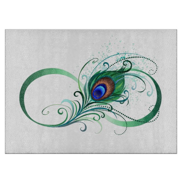 Infinity Symbol with Peacock Feather Cutting Board (Front)