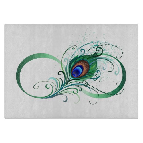 Infinity Symbol with Peacock Feather Cutting Board