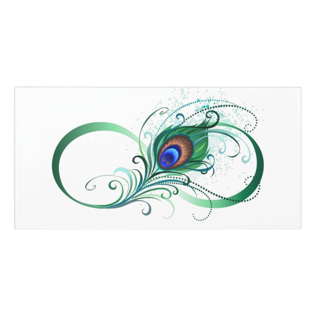Infinity Symbol with Peacock Feather Door Sign (Classic Front)