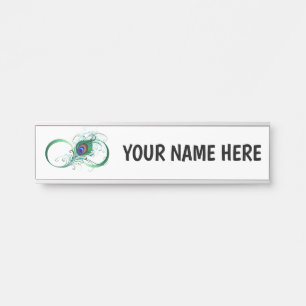 Infinity Symbol with Peacock Feather Door Sign