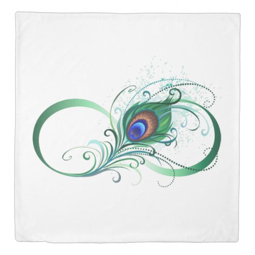 Infinity Symbol with Peacock Feather Duvet Cover