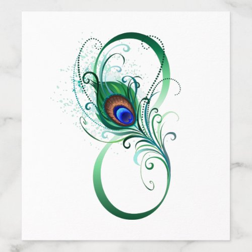 Infinity Symbol with Peacock Feather Envelope Liner