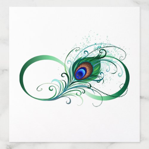 Infinity Symbol with Peacock Feather Envelope Liner