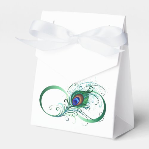 Infinity Symbol with Peacock Feather Favor Boxes