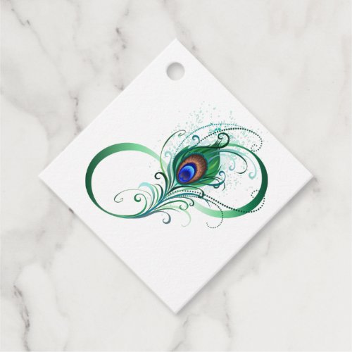 Infinity Symbol with Peacock Feather Favor Tags