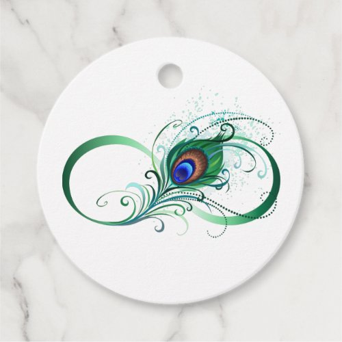 Infinity Symbol with Peacock Feather Favor Tags