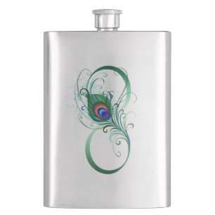 Infinity Symbol with Peacock Feather Flask