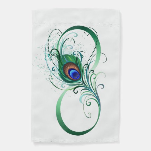 Infinity Symbol with Peacock Feather Garden Flag