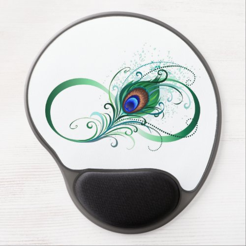 Infinity Symbol with Peacock Feather Gel Mouse Pad