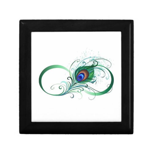 Infinity Symbol with Peacock Feather Gift Box