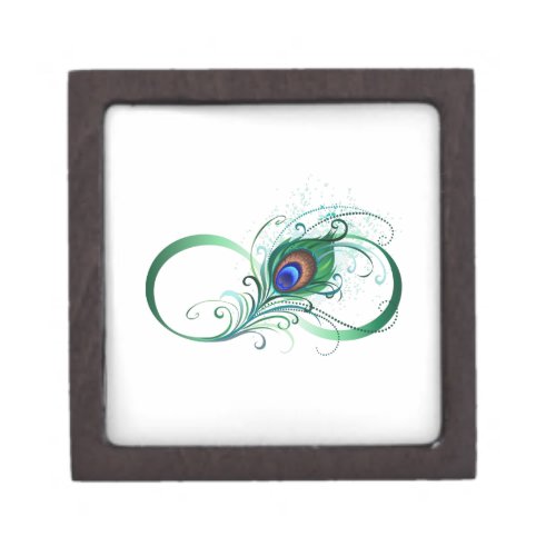 Infinity Symbol with Peacock Feather Gift Box