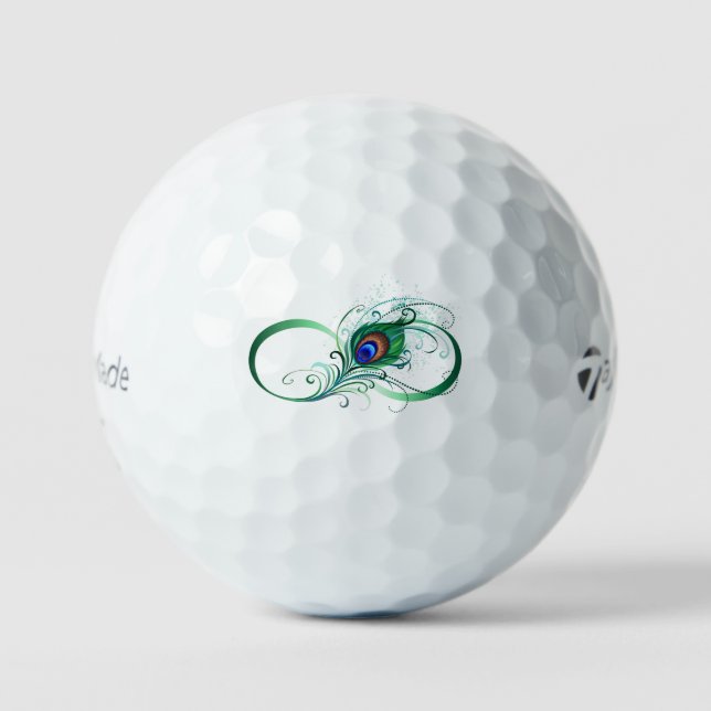 Infinity Symbol with Peacock Feather Golf Balls (Front)