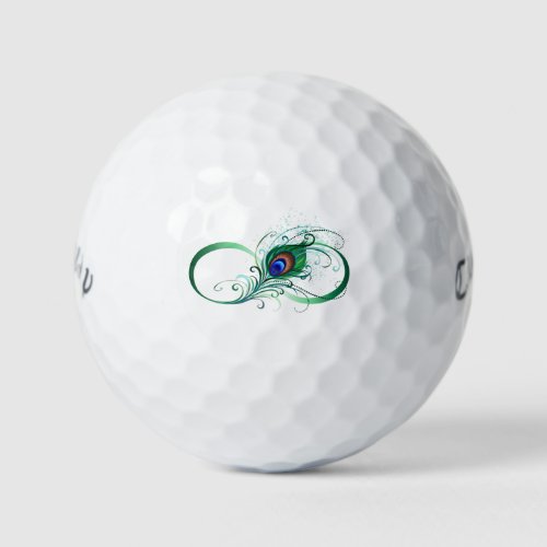 Infinity Symbol with Peacock Feather Golf Balls