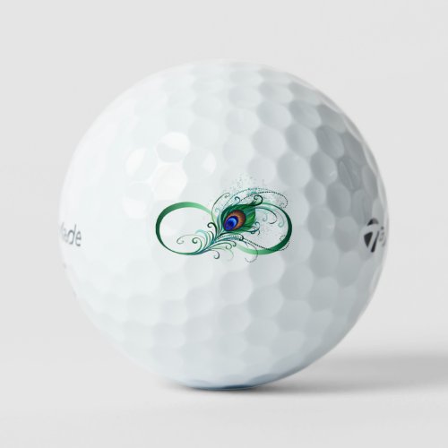 Infinity Symbol with Peacock Feather Golf Balls