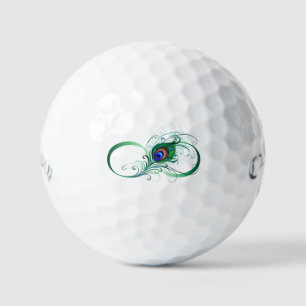 Infinity Symbol with Peacock Feather Golf Balls