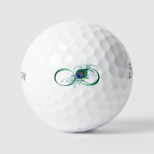 Infinity Symbol with Peacock Feather Golf Balls