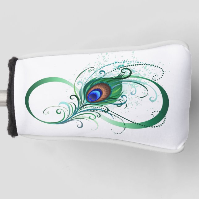 Infinity Symbol with Peacock Feather Golf Head Cover (Front)
