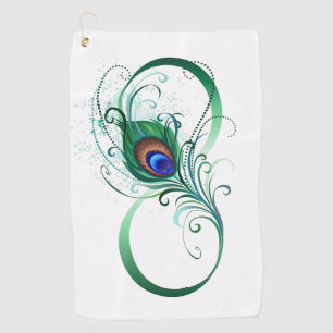 Infinity Symbol with Peacock Feather Golf Towel