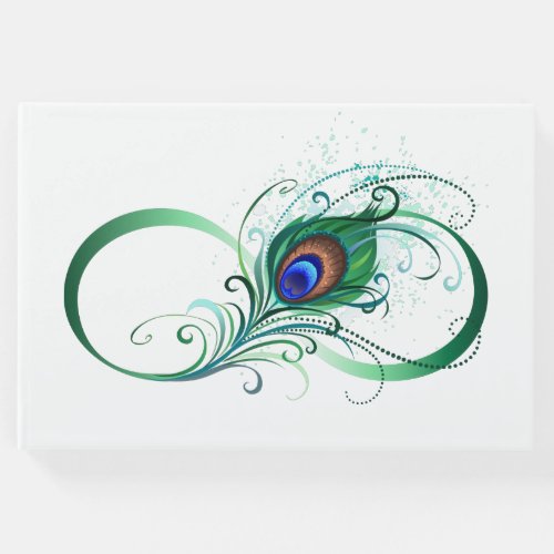 Infinity Symbol with Peacock Feather Guest Book