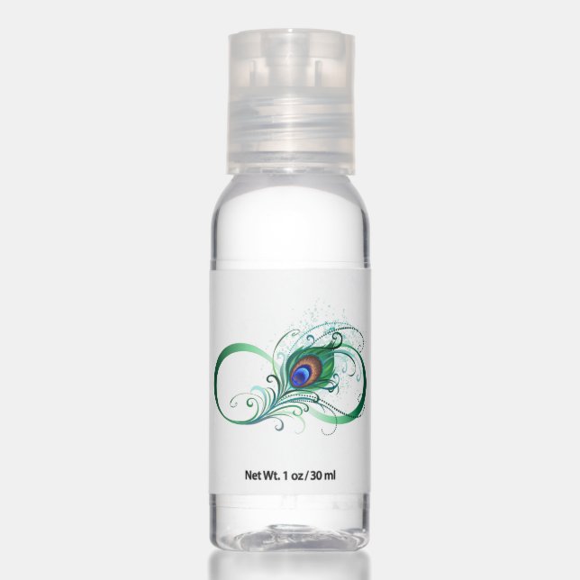 Infinity Symbol with Peacock Feather Hand Sanitizer (Front)