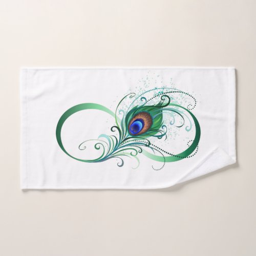 Infinity Symbol with Peacock Feather Hand Towel