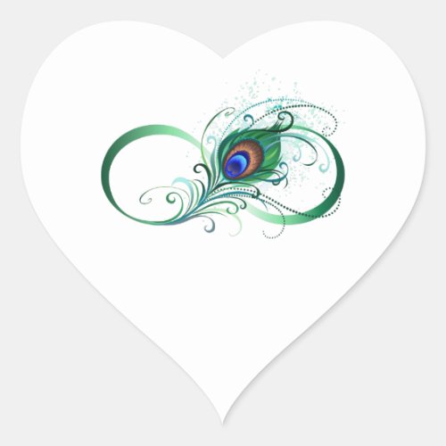 Infinity Symbol with Peacock Feather Heart Sticker